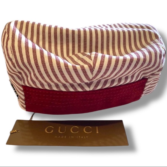 Gucci Striped Cotton Beret Hat Red & White - Picture 3 of 4